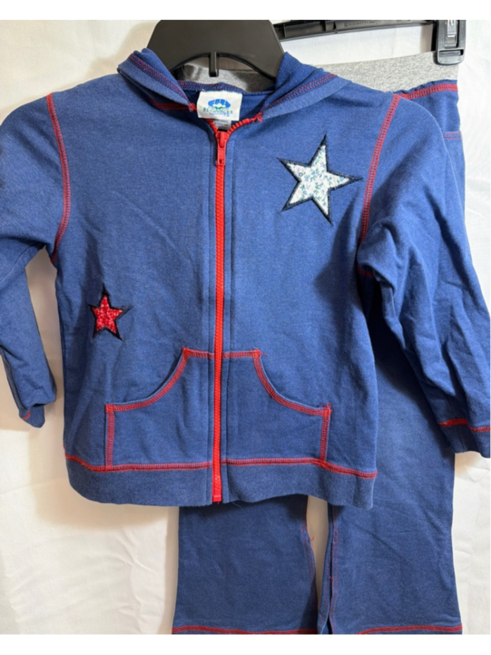 Girls Hoodie and Pants Matching Set Flare Leg French Terry Patchwork Star 6x